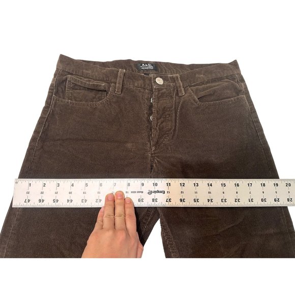 APC Corduroy Pants Mens 30 Brown Petit Standard Button Fly Straight Slim Fit - Picture 15 of 16
